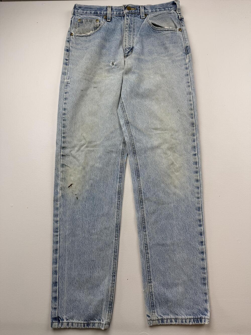 Carhartt Jeans Mens 32x34 Blue Light Denim Relaxed Straight Distressed B17-STW
